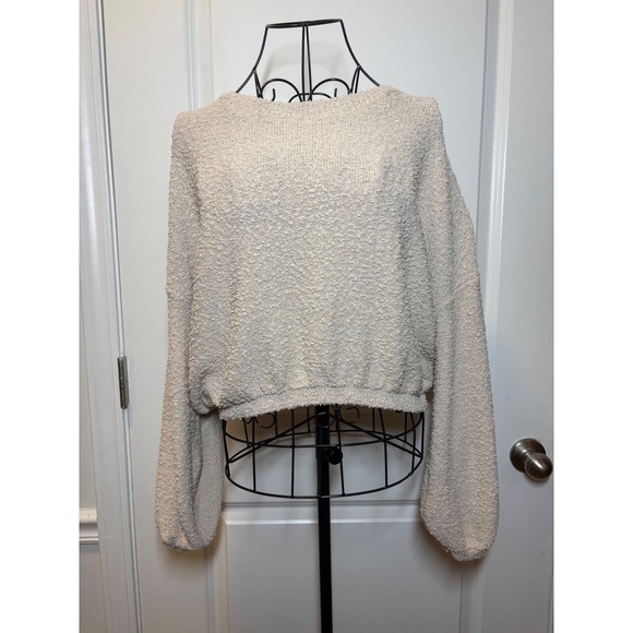 Altar'd State Sweaters - Altar'd State Womens Boucle Knit Balloon Sleeve Sweater Beige - Medium